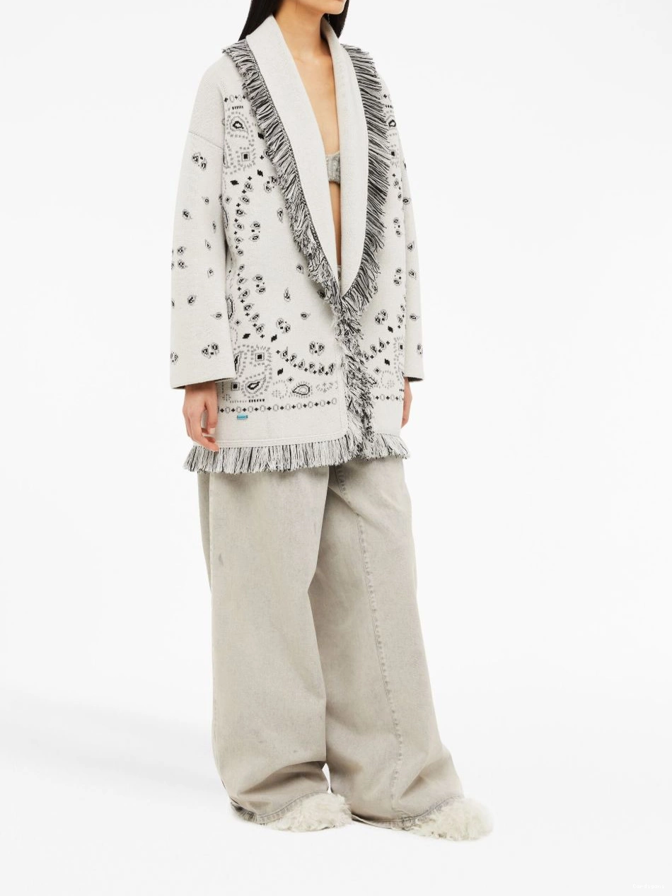 Cheap Jacquard cashmere Bandana cardigan Alanui Women fringed 0721